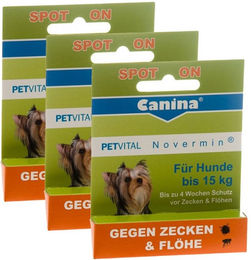 Produktbild von Canina PETVITAL Novermin Spot-On gegen Flöhe, Zecken und Läuse für Hunde mittlerer Rassen