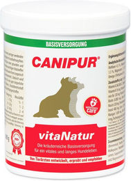 Produktbild von Canipur vitaNatur Nahrungsergänzung mit Vitaminen für Hunde aller Altersstufen zur Unterstützung von Haut, Fell, Gelenken, Knochen und dem Immunsystem 1000g