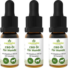 Produktbild von Cannalin Bio CBD Öl für Hunde mit Lachsöl 5% 3er Packung