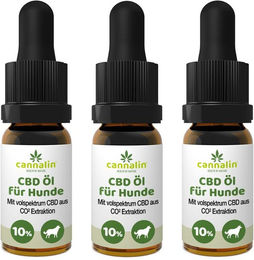 Produktbild von Cannalin CBD Öl für Hunde mit Lachsöl 10% Bio 3er Pack