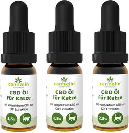 Produktbild von Cannalin CBD Öl für Katzen mit Lachsöl 2,5% Bio 3er Pack