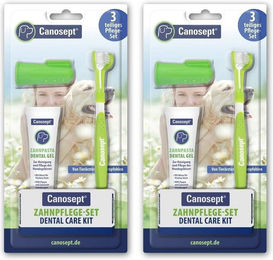 Canosept Zahnpflege-Set für Hunde mit Gel und Silikon Zahnbürste in Grün – Bild 1 von 4