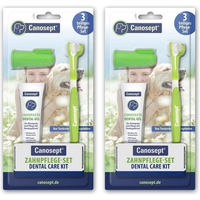 Produktbild von Canosept Zahnpflege-Set für Hunde mit Gel und Silikon Zahnbürste in Grün