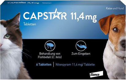 Produktbild von Capstar Tabletten für Katzen und kleine Hunde 11,4 mg von Elanco