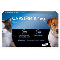 Produktbild von Capstar Tabletten gegen Flöhe für Katzen und kleine Hunde bis 11 kg