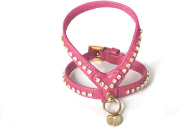 Produktbild von Carlain AGN Hundegeschirr mit Strass aus Kunstleder in Rosa 12/35 cm