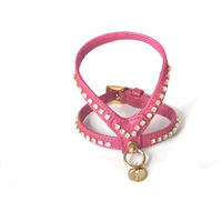 Produktbild von Carlain AGN Hundegeschirr mit Strass aus Kunstleder in Rosa 12/35 cm