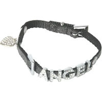 Produktbild von Carlain Angel Hundehalsband aus Nylon in Schwarz und Silber 10/30 cm