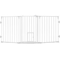Produktbild von Carlson Pet Products Flexi Türschutzgitter aus Metall mit Kleintiertür in Weiß B 132,08 - 193,04 x H 71,12 cm