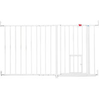 Produktbild von Carlson Pet Products Treppenschutz Absperrgitter XL mit Katzentür aus Metall in Weiß Höhe 76 cm Breite 129 bis 150 cm
