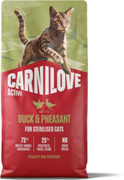 Produktbild von Carnilove Active Hundefutter Adult Sterilised Ente und Fasan mit Lachs getreidefrei 2 x 6 kg