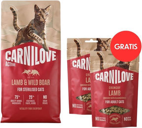 Carnilove Active Sterilised Katzen Trockenfutter Lamm und Wildschwein mit Crunchy Snack Cat Lamb 6 kg plus 2x50 g – Bild 1 von 1