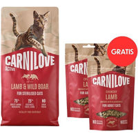 Produktbild von Carnilove Active Sterilised Katzen Trockenfutter Lamm und Wildschwein mit Crunchy Snack Cat Lamb 6 kg plus 2x50 g