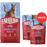 Produktbild von Carnilove Active Trockenfutter Lachs und Pute für adulte Katzen getreidefrei 6 kg mit Crunchy Snack Salmon 2x50 g