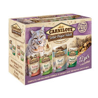 Produktbild von Carnilove Cat Ragout Pouch Multipack mit Truthahn, Ente und Fasan für erwachsene Katzen 12 x 85 g mit hohem Fleischanteil - 12 x 85 g