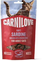 Produktbild von Carnilove Cat Soft Snack Leckerli Sardine mit Erdbeere für Katzen aller Altersstufen 4 x 50 g