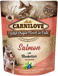 Carnilove Hund Nassfutter Paté Lachs mit Blaubeeren für Welpen 12 x 300 g getreidefrei - 12 x 300 g – Bild 1 von 3
