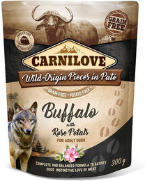 Produktbild von Carnilove Hundefutter Pastete Büffel mit Rosenblättern Getreidefrei Hoher Fleischanteil Adult 12x300g