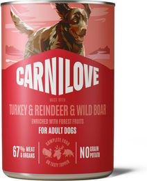 Produktbild von Carnilove Hundepaté Truthahn Rentier Wildschwein Getreidefrei Sensitive 6 x 400 g