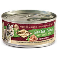 Produktbild von Carnilove Katzen Nassfutter Huhn Ente Fasan Stückchen in Sauce Adult Getreidefrei 12 x 100 g - 12 x 100 g