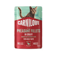 Produktbild von Carnilove Katzennassfutter Stückchen in Sauce Fasan mit Himbeerblättern für erwachsene Katzen 85g