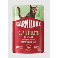 Produktbild von Carnilove Katzennassfutter Wachtel mit Löwenzahn Stückchen in Sauce 85g