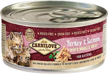 Carnilove Kitten Nassfutter Truthahn und Lachs Stückchen in Sauce getreidefrei 100 g - 12 x 100 g – Bild 1 von 4