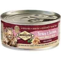 Produktbild von Carnilove Kitten Nassfutter Truthahn und Lachs Stückchen in Sauce getreidefrei 100 g - 12 x 100 g
