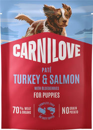Carnilove Pouch Paté Welpe Pute und Lachs mit Heidelbeeren getreidefrei 12 x 300 g – Bild 1 von 2