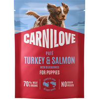 Produktbild von Carnilove Pouch Paté Welpe Pute und Lachs mit Heidelbeeren getreidefrei 12 x 300 g