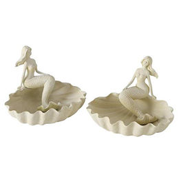 CasaJame 2er Set Vogeltränken mit Meerjungfrauen aus Kunstharz für die Gartendekoration 15cm – Bild 1 von 2