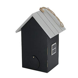 Produktbild von CasaJame Meisenkasten aus Holz mit Rosenmotiv in Schwarz und Rosa für Wildvögel 15x12x22cm