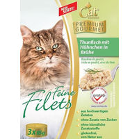 Produktbild von Cat Bonbon Katzen-Leckerli Feine Filets Thunfisch mit Hühnchen in Brühe für erwachsene Katzen 3 x 85 g
