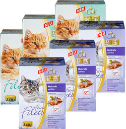 Produktbild von Cat Bonbon Probierpaket Feine Filets für Katzen Adult Makrele mit Reis, Bonito, Huhn und Shrimps 3 x 85 g