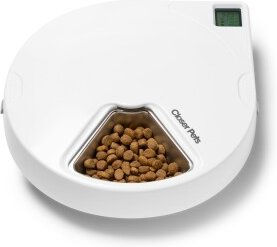 Cat Mate Futterautomat C500 mit 5 Mahlzeiten und Edelstahlnapf-Einsätzen Weiß – Bild 1 von 2