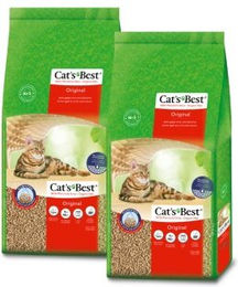 Produktbild von Cat's Best Original Unparfümiertes Holzstreu für Katzen 2x 17,2 kg