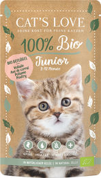Cat's Love Bio Katzen Nassfutter Junior Geflügel Stückchen in Gelee 6 x 100 g - 6 x 100 g – Bild 1 von 2