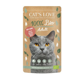 Produktbild von Cat's Love Bio Katzenfutter Rind Stückchen in Gelee Adult 6x100g