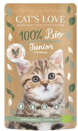 Produktbild von CAT'S LOVE Bio Nassfutter Katze Junior Geflügel Stückchen in Gelee 6x100 g - 6 x 100 g