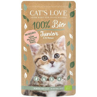 Produktbild von Cat's Love Junior Bio Katzenfutter Geflügel Stückchen in Gelee 6x100g