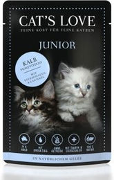 CAT'S LOVE Katzenfutter Junior Stückchen in Gelee Kalb mit Lachs, hoher Fleischanteil, 12x85 g - 12 x 85 g – Bild 1 von 2