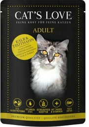 CAT'S LOVE Nassfutter für Katzen Adult Kalb und Truthahn Stückchen in Gelee 48x85 g - 48 x 85 g – Bild 1 von 2