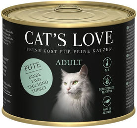 Produktbild von Cat's Love Nassfutter für Katzen Adult Pute Pur mit Lachsöl und Katzengamander getreidefrei 6x200g