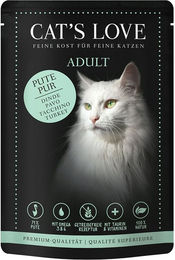 Produktbild von Cat's Love Nassfutter für Katzen Adult Pute Pur mit Lachsöl und Katzengamander hoher Fleischanteil 12x85g