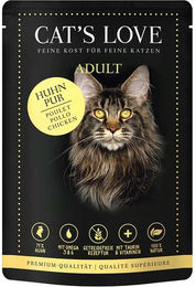 Produktbild von Cat's Love Nassfutter Huhn Pur mit Leinöl und Brennnessel für erwachsene Katzen 12x85g mit hohem Fleischanteil