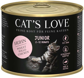 Produktbild von Cat's Love Nassfutter Junior Huhn Pur getreidefrei mit Algenkalk und Distelöl 6x200g