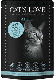 Produktbild von Cat's Love Nassfutter Lachs Pur mit Distelöl und Petersilie für erwachsene Katzen 12x85g
