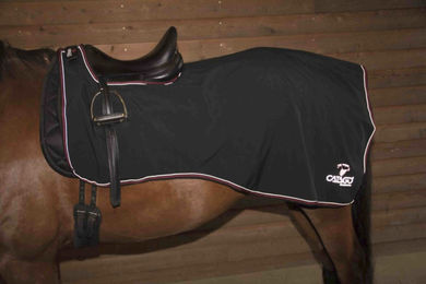 CATAGO Ausreitdecke für Pferde aus winddichtem Softshell-Material mit Fleecefutter Schwarz 155 cm – Bild 1 von 3