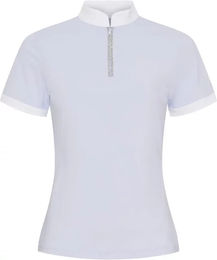 Produktbild von Catago Nice Turnierpolo Damen Reitshirt Blau Weiß 3XL