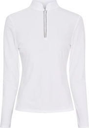 Produktbild von Catago Vinica Reit-Poloshirt Damen mit 1/2 Reißverschluss Weiß Größe L
